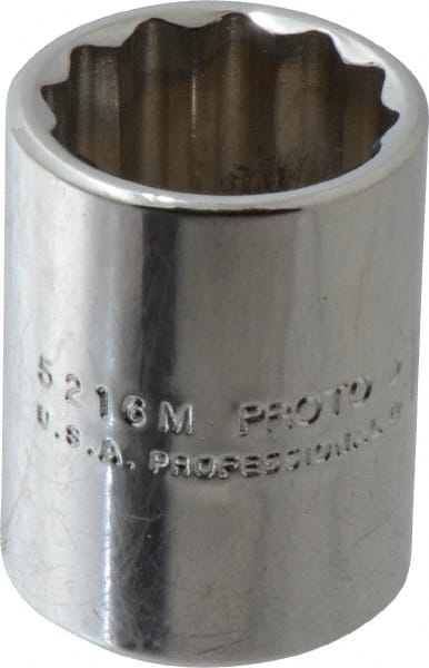 Proto - 3/8" Drive, Standard Hand Socket - 12 Points, 1-1/8" OAL, Chrome Finish - Exact Tooling