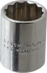 Proto - 3/8" Drive, Standard Hand Socket - 12 Points, 1-1/8" OAL, Chrome Finish - Exact Tooling