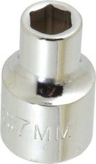 Proto - 3/8" Drive, Standard Hand Socket - 6 Points, 1-3/32" OAL, Chrome Finish - Exact Tooling