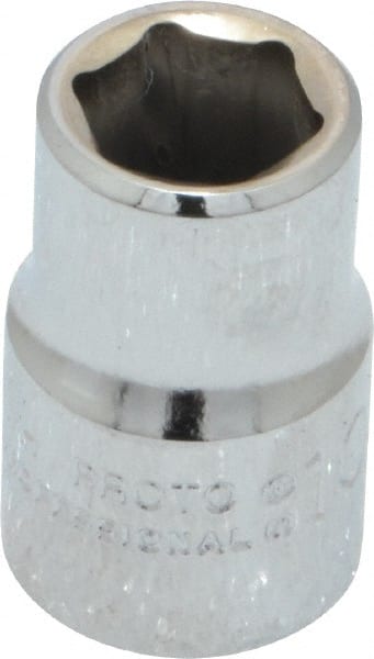 Proto - 3/8" Drive, Standard Hand Socket - 6 Points, 1-3/32" OAL, Chrome Finish - Exact Tooling