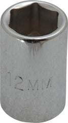 Proto - 3/8" Drive, Standard Hand Socket - 6 Points, 1-1/8" OAL, Chrome Finish - Exact Tooling