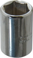 Proto - 3/8" Drive, Standard Hand Socket - 6 Points, 1-1/8" OAL, Chrome Vanadium, Chrome Finish - Exact Tooling