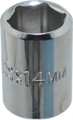 Proto - 3/8" Drive, Standard Hand Socket - 6 Points, 1-1/8" OAL, Chrome Finish - Exact Tooling