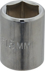 Proto - 3/8" Drive, Standard Hand Socket - 6 Points, 1-1/8" OAL, Chrome Finish - Exact Tooling