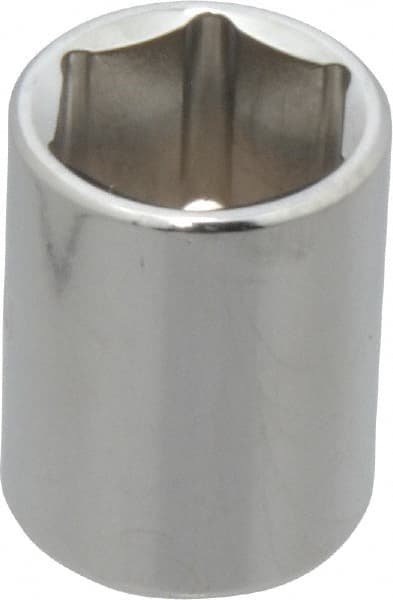 Proto - 3/8" Drive, Standard Hand Socket - 6 Points, 1-1/8" OAL, Chrome Finish - Exact Tooling