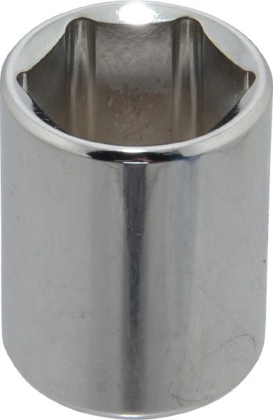 Proto - 3/8" Drive, Standard Hand Socket - 12 Points, 1-3/16" OAL, Chrome Finish - Exact Tooling