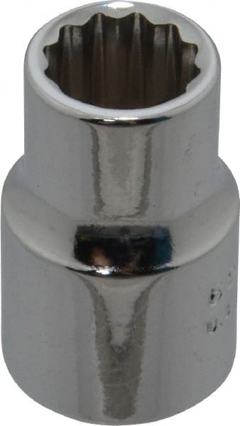 Proto - 3/8", 3/8" Drive, Standard Hand Socket - 12 Points, 1-3/32" OAL, Chrome Finish - Exact Tooling
