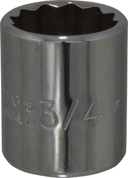 Proto - 3/4", 3/8" Drive, Standard Hand Socket - 12 Points, 1-3/16" OAL, Chrome Finish - Exact Tooling