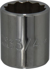 Proto - 3/4", 3/8" Drive, Standard Hand Socket - 12 Points, 1-3/16" OAL, Chrome Finish - Exact Tooling