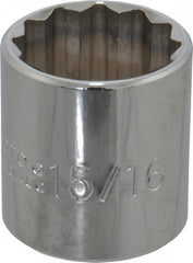 Proto - 15/16", 3/8" Drive, Standard Hand Socket - 12 Points, 1-5/16" OAL, Chrome Finish - Exact Tooling