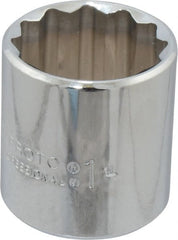 Proto - 1", 3/8" Drive, Standard Hand Socket - 12 Points, 1-3/8" OAL, Chrome Finish - Exact Tooling
