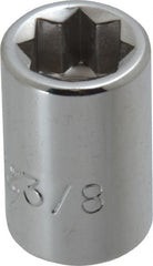Proto - 3/8", 3/8" Drive, Standard Hand Socket - 8 Points, 1-5/64" OAL, Chrome Finish - Exact Tooling