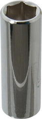 Proto - 1/2", 3/8" Drive, Deep Hand Socket - 6 Points, 2-1/8" OAL, Chrome Finish - Exact Tooling
