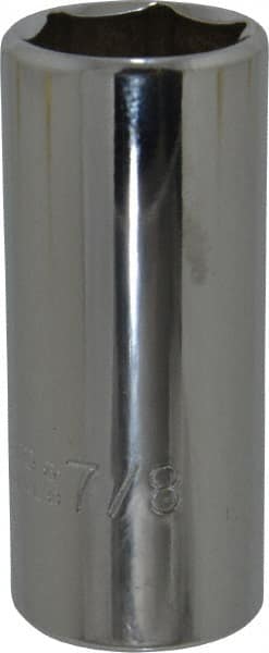 Proto - 7/8", 3/8" Drive, Deep Hand Socket - 6 Points, 2-3/4" OAL, Chrome Finish - Exact Tooling