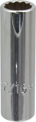Proto - 7/16", 3/8" Drive, Deep Hand Socket - 12 Points, 2-1/8" OAL, Chrome Finish - Exact Tooling