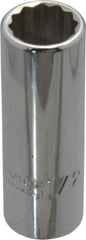 Proto - 1/2", 3/8" Drive, Deep Hand Socket - 12 Points, 2-1/8" OAL, Chrome Finish - Exact Tooling