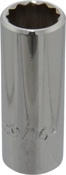 Proto - 9/16", 3/8" Drive, Deep Hand Socket - 12 Points, 2-1/8" OAL, Chrome Finish - Exact Tooling