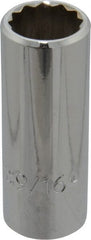 Proto - 9/16", 3/8" Drive, Deep Hand Socket - 12 Points, 2-1/8" OAL, Chrome Finish - Exact Tooling