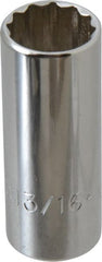 Proto - 13/16", 3/8" Drive, Deep Hand Socket - 12 Points, 2-3/4" OAL, Chrome Finish - Exact Tooling