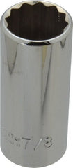 Proto - 7/8", 3/8" Drive, Deep Hand Socket - 12 Points, 2-3/4" OAL, Chrome Vanadium, Chrome Finish - Exact Tooling