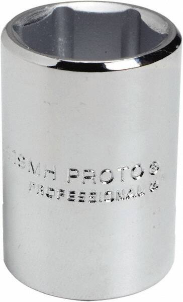 Proto - 15/16", 1/2" Drive, Standard Hand Socket - 6 Points, 1-9/16" OAL, Chrome Finish - Exact Tooling