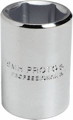 Proto - 15/16", 1/2" Drive, Standard Hand Socket - 6 Points, 1-9/16" OAL, Chrome Finish - Exact Tooling