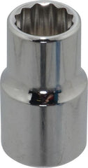 Proto - 1/2", 1/2" Drive, Standard Hand Socket - 12 Points, 1-31/64" OAL, Chrome Finish - Exact Tooling