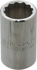 Proto - 19/32", 1/2" Drive, Standard Hand Socket - 12 Points, 1-1/2" OAL, Chrome Finish - Exact Tooling