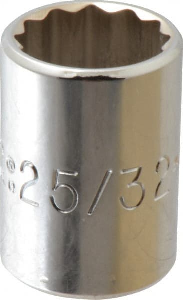 Proto - 25/32", 1/2" Drive, Standard Hand Socket - 12 Points, 1-1/2" OAL, Chrome Finish - Exact Tooling