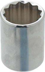 Proto - 7/8", 1/2" Drive, Standard Hand Socket - 12 Points, 1-9/16" OAL, Chrome Finish - Exact Tooling