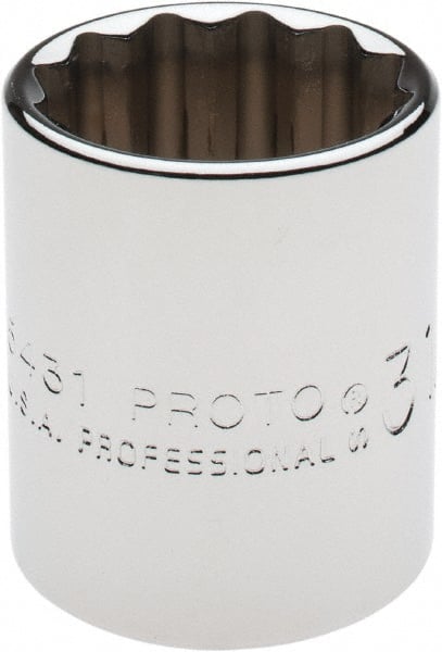 Proto - 31/32", 1/2" Drive, Standard Hand Socket - 12 Points, 1-9/16" OAL, Chrome Finish - Exact Tooling
