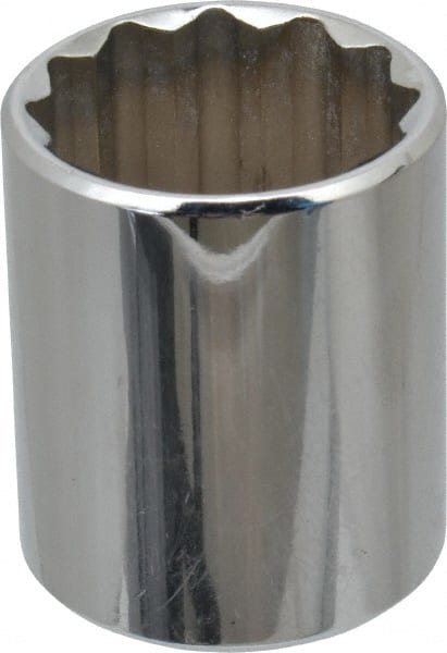 Proto - 1", 1/2" Drive, Standard Hand Socket - 12 Points, 1-9/16" OAL, Chrome Finish - Exact Tooling