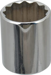Proto - 1", 1/2" Drive, Standard Hand Socket - 12 Points, 1-9/16" OAL, Chrome Finish - Exact Tooling