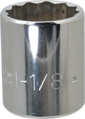 Proto - 1-1/8", 1/2" Drive, Standard Hand Socket - 12 Points, 1-3/4" OAL, Chrome Finish - Exact Tooling
