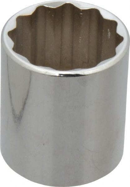 Proto - 1-3/16", 1/2" Drive, Standard Hand Socket - 12 Points, 1-3/4" OAL, Chrome Vanadium, Chrome Finish - Exact Tooling