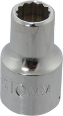 Proto - 1/2" Drive, Standard Hand Socket - 12 Points, 1-1/2" OAL, Chrome Finish - Exact Tooling