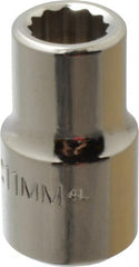 Proto - 1/2" Drive, Standard Hand Socket - 12 Points, 1-1/2" OAL, Chrome Finish - Exact Tooling