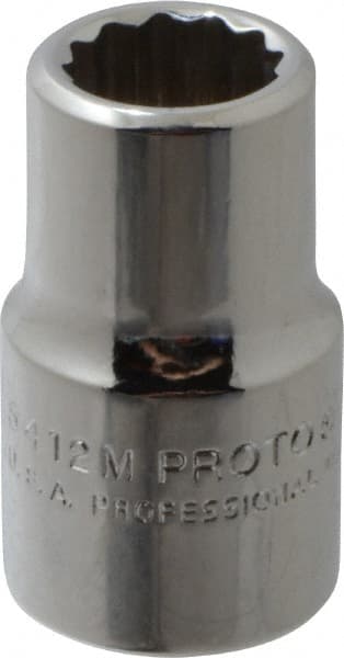 Proto - 1/2" Drive, Standard Hand Socket - 12 Points, 1-1/2" OAL, Chrome Vanadium, Chrome Finish - Exact Tooling