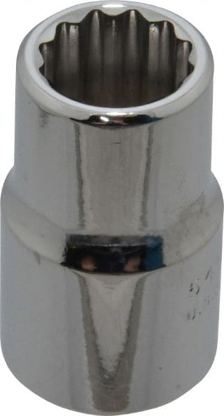 Proto - 1/2" Drive, Standard Hand Socket - 12 Points, 1-1/2" OAL, Chrome Finish - Exact Tooling