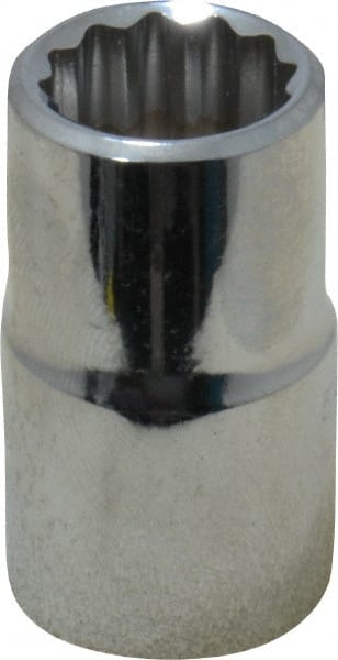 Proto - 1/2" Drive, Standard Hand Socket - 12 Points, 1-1/2" OAL, Chrome Finish - Exact Tooling
