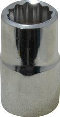 Proto - 1/2" Drive, Standard Hand Socket - 12 Points, 1-1/2" OAL, Chrome Finish - Exact Tooling