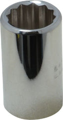Proto - 1/2" Drive, Standard Hand Socket - 12 Points, 1-1/2" OAL, Chrome Finish - Exact Tooling