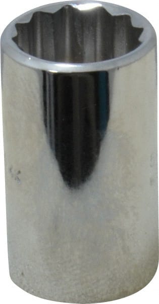 Proto - 1/2" Drive, Standard Hand Socket - 12 Points, 1-1/2" OAL, Chrome Vanadium, Chrome Finish - Exact Tooling