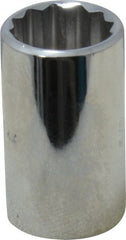 Proto - 1/2" Drive, Standard Hand Socket - 12 Points, 1-1/2" OAL, Chrome Vanadium, Chrome Finish - Exact Tooling