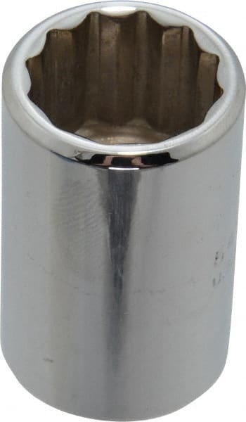 Proto - 1/2" Drive, Standard Hand Socket - 12 Points, 1-1/2" OAL, Chrome Finish - Exact Tooling