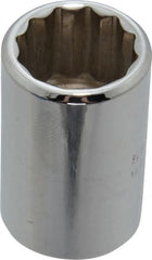 Proto - 1/2" Drive, Standard Hand Socket - 12 Points, 1-1/2" OAL, Chrome Finish - Exact Tooling