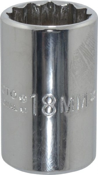 Proto - 1/2" Drive, Standard Hand Socket - 12 Points, 1-1/2" OAL, Chrome Finish - Exact Tooling