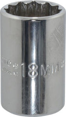 Proto - 1/2" Drive, Standard Hand Socket - 12 Points, 1-1/2" OAL, Chrome Finish - Exact Tooling