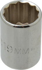 Proto - 1/2" Drive, Standard Hand Socket - 12 Points, 1-1/2" OAL, Chrome Finish - Exact Tooling