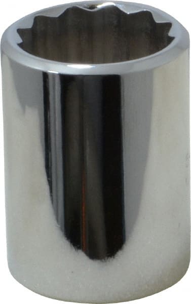 Proto - 1/2" Drive, Standard Hand Socket - 12 Points, 1-1/2" OAL, Chrome Vanadium, Chrome Finish - Exact Tooling